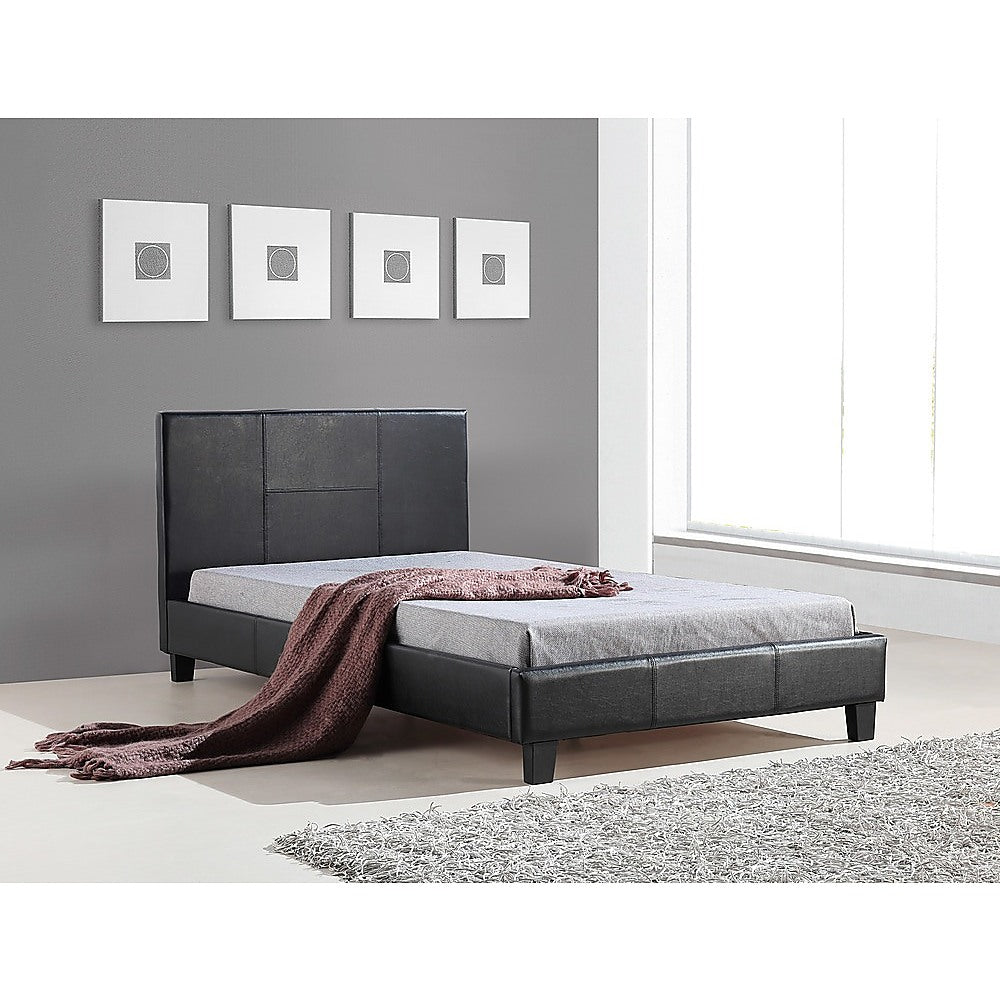 Rowan PU Leather Bed Frame – Black – King Single