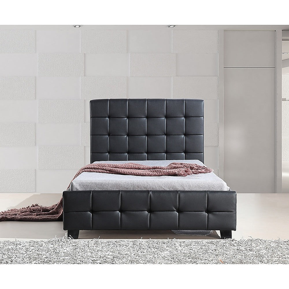 Nova PU Leather Deluxe Bed Frame – Black – King Single