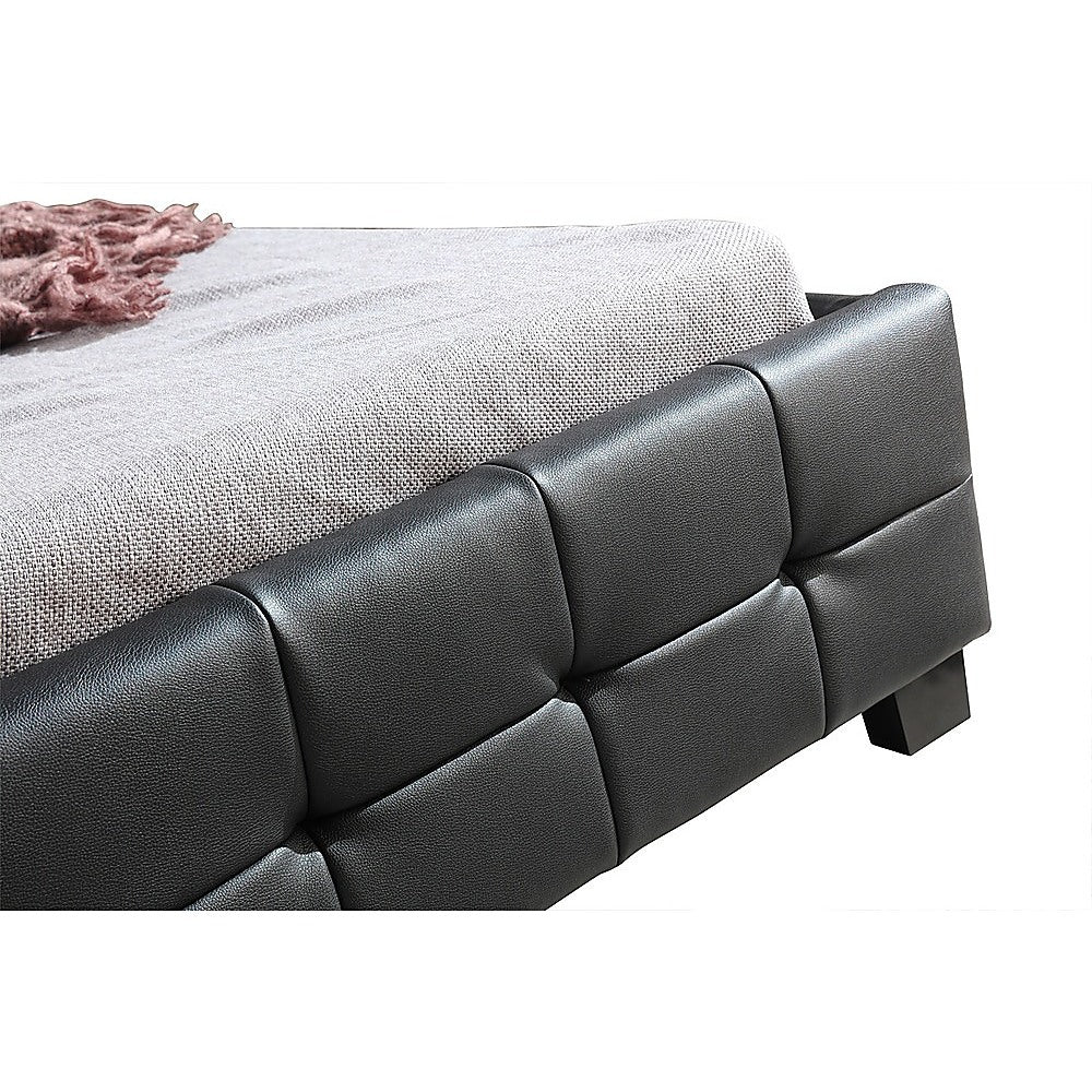 Nova PU Leather Deluxe Bed Frame Black – King Single
