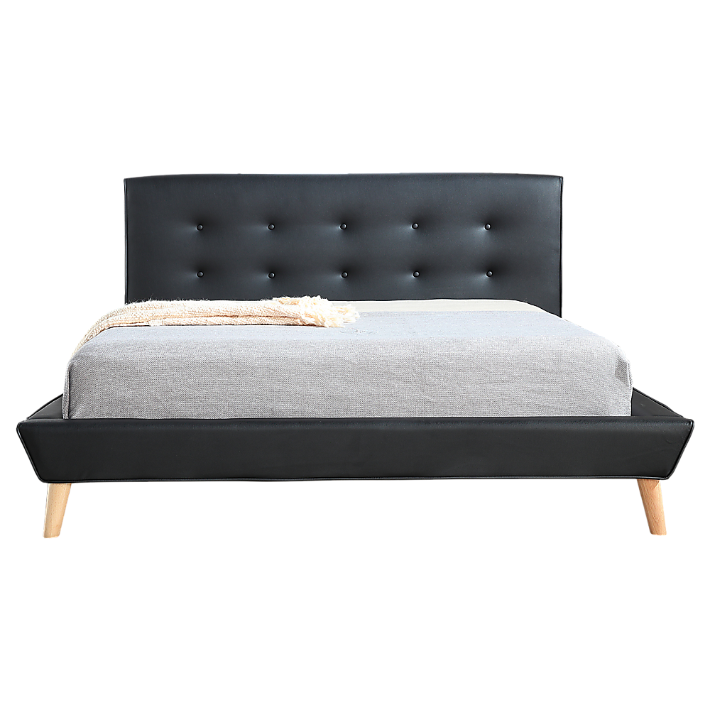 Nexus PU Leather Deluxe Bed Frame – Black – Double