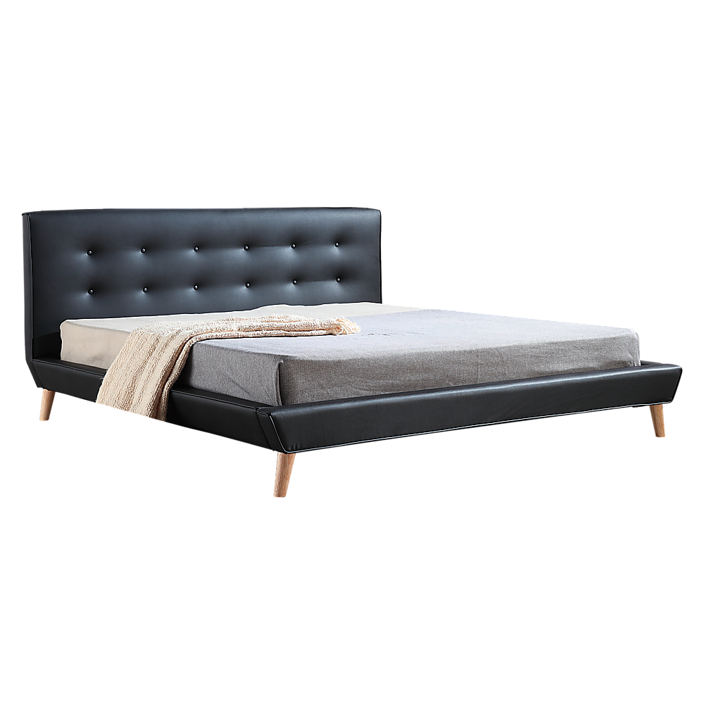 Linden PU Leather Deluxe Bed Frame Black – King