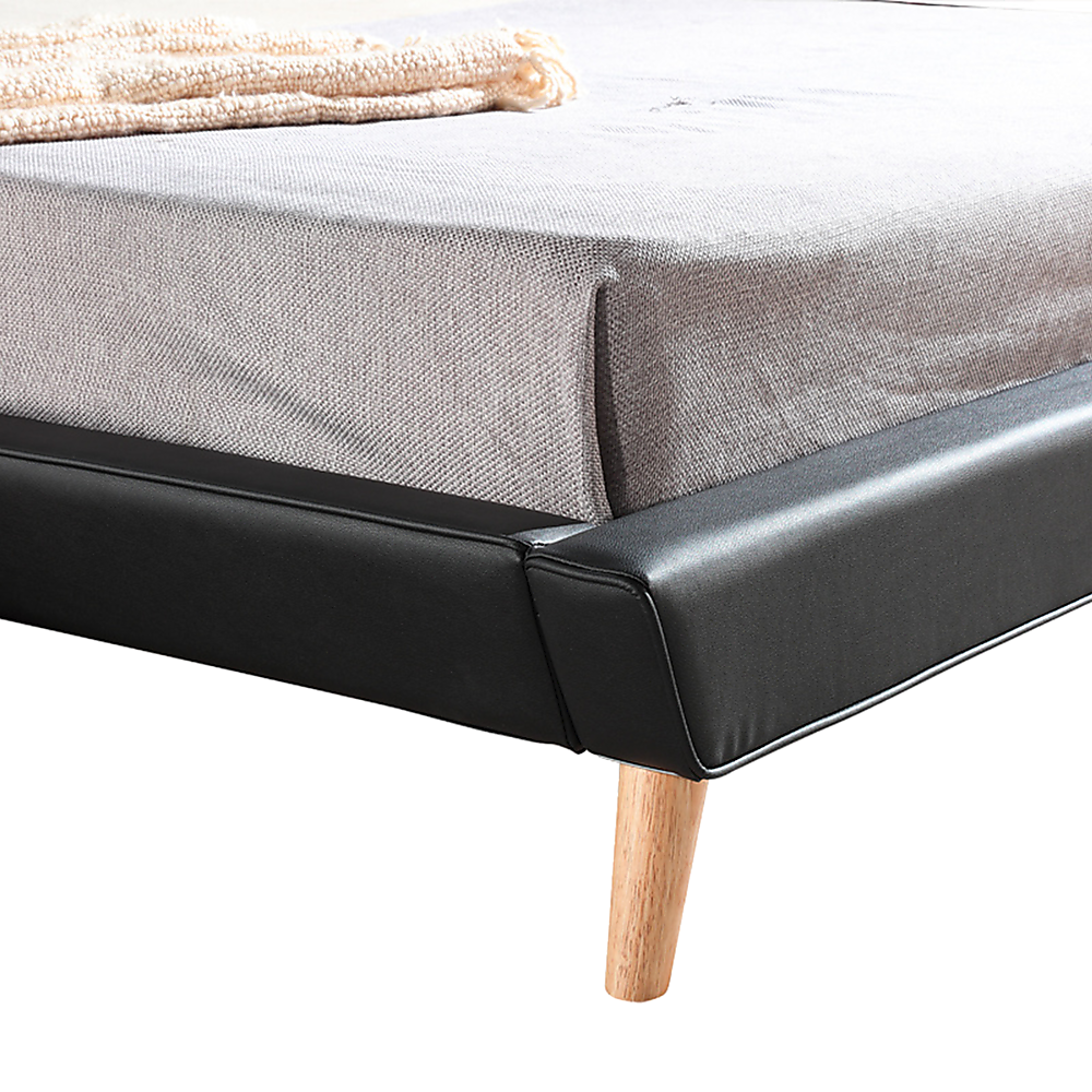 Linden PU Leather Deluxe Bed Frame – Black – King