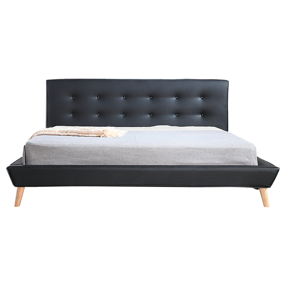 Linden PU Leather Deluxe Bed Frame – Black – King