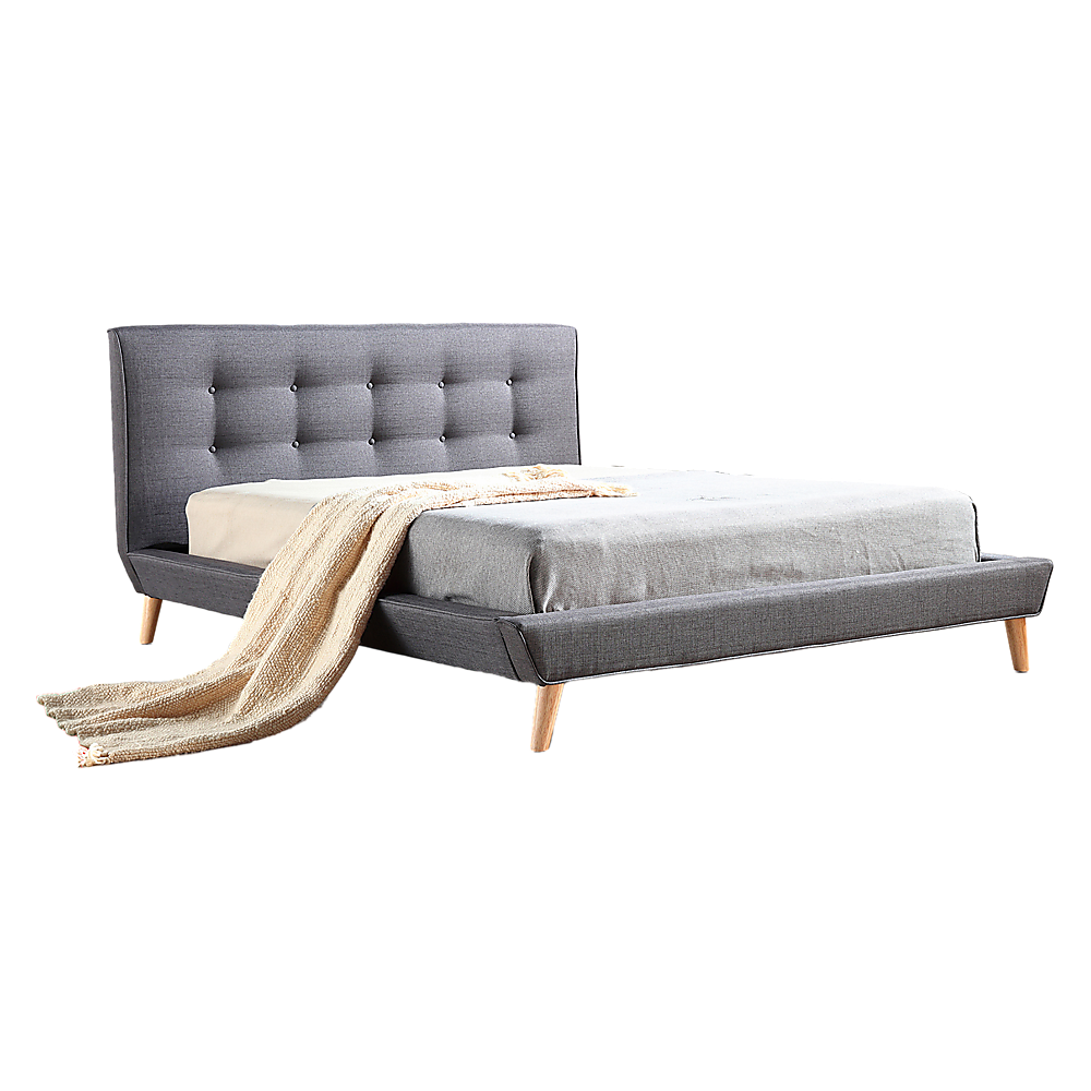 Arlo Linen Fabric Deluxe Bed Frame Grey – Double