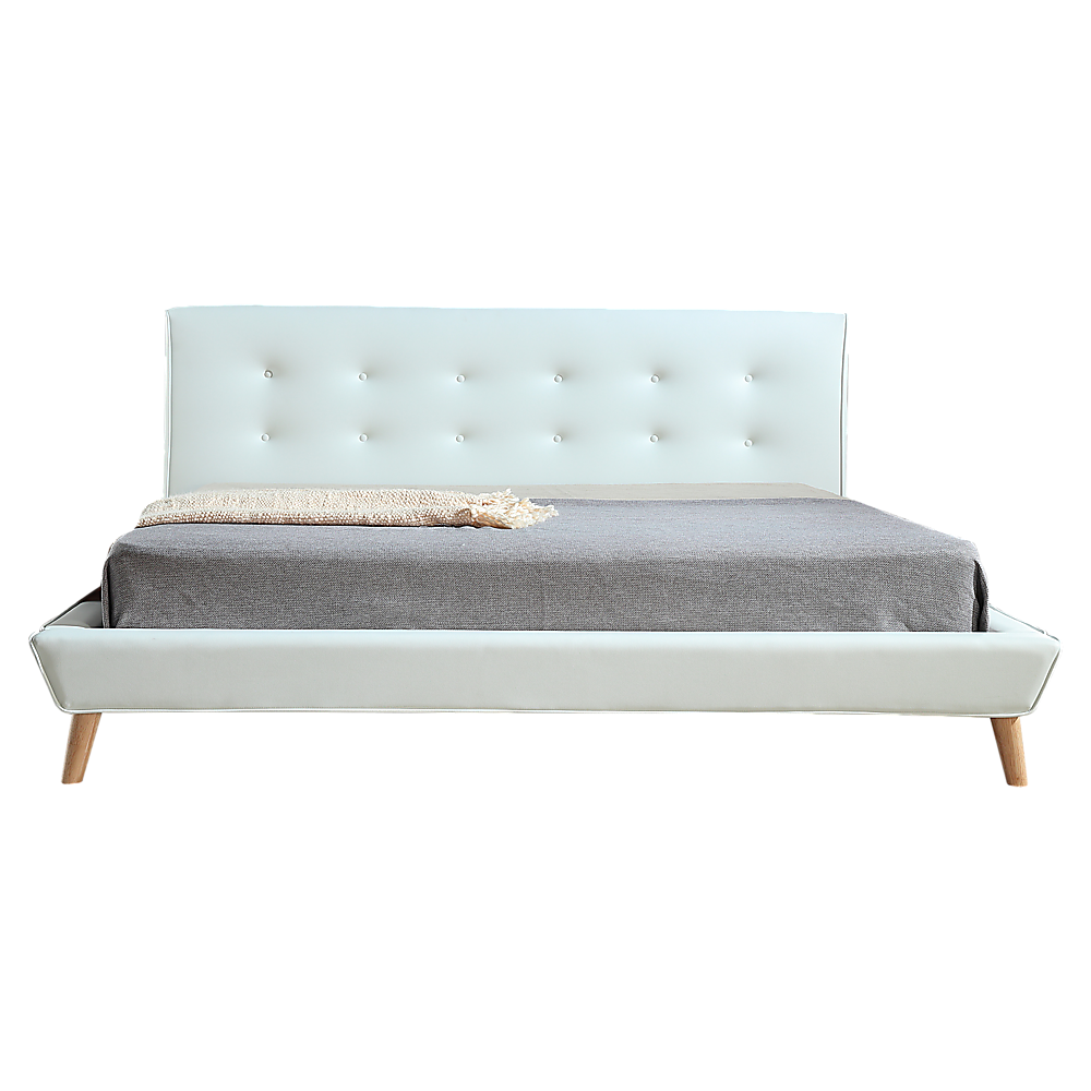 Linden PU Leather Deluxe Bed Frame – White – King