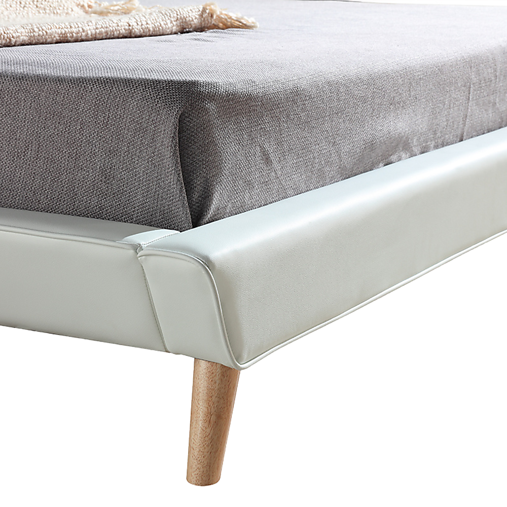 Linden PU Leather Deluxe Bed Frame – White – King