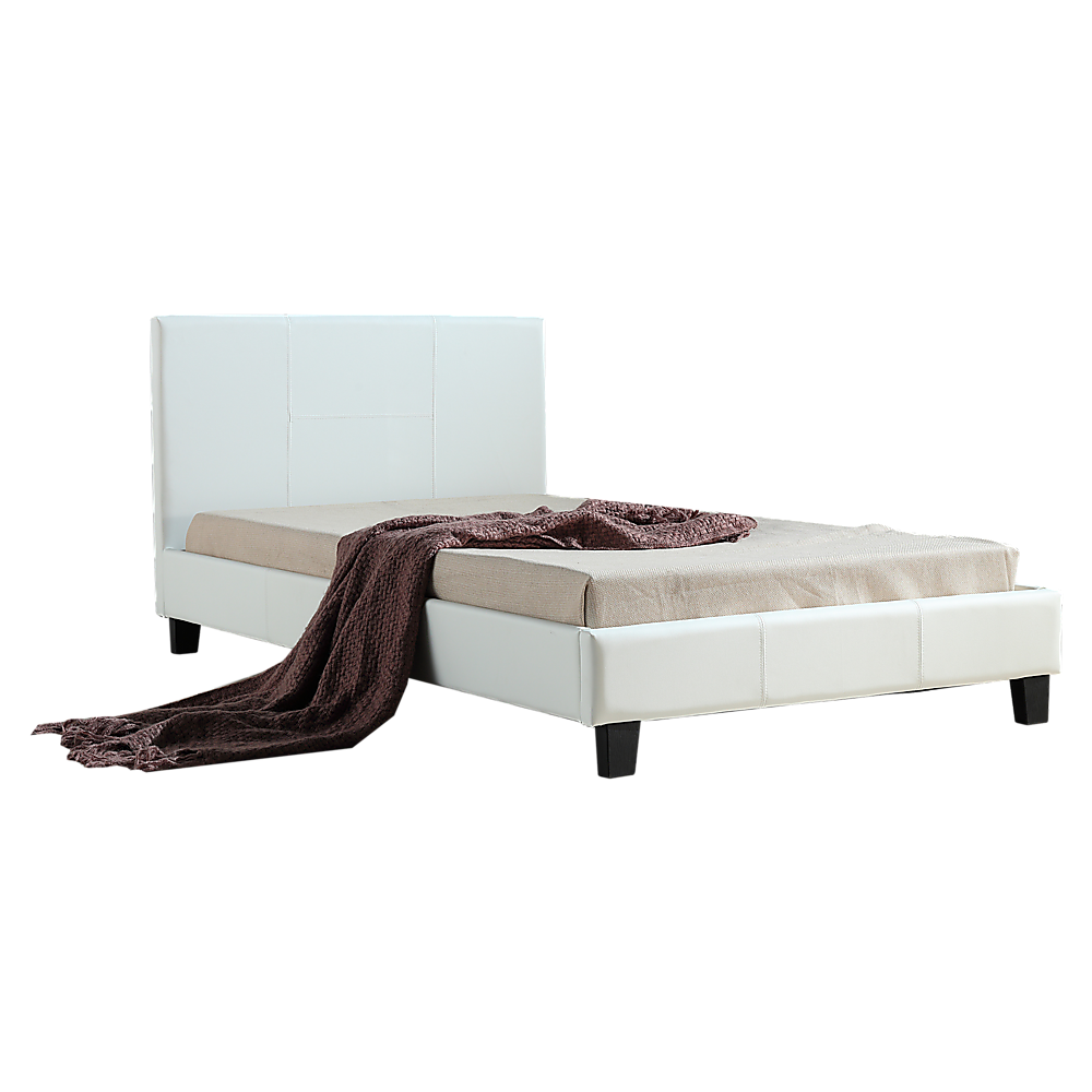 Linden PU Leather Bed Frame White – King Single