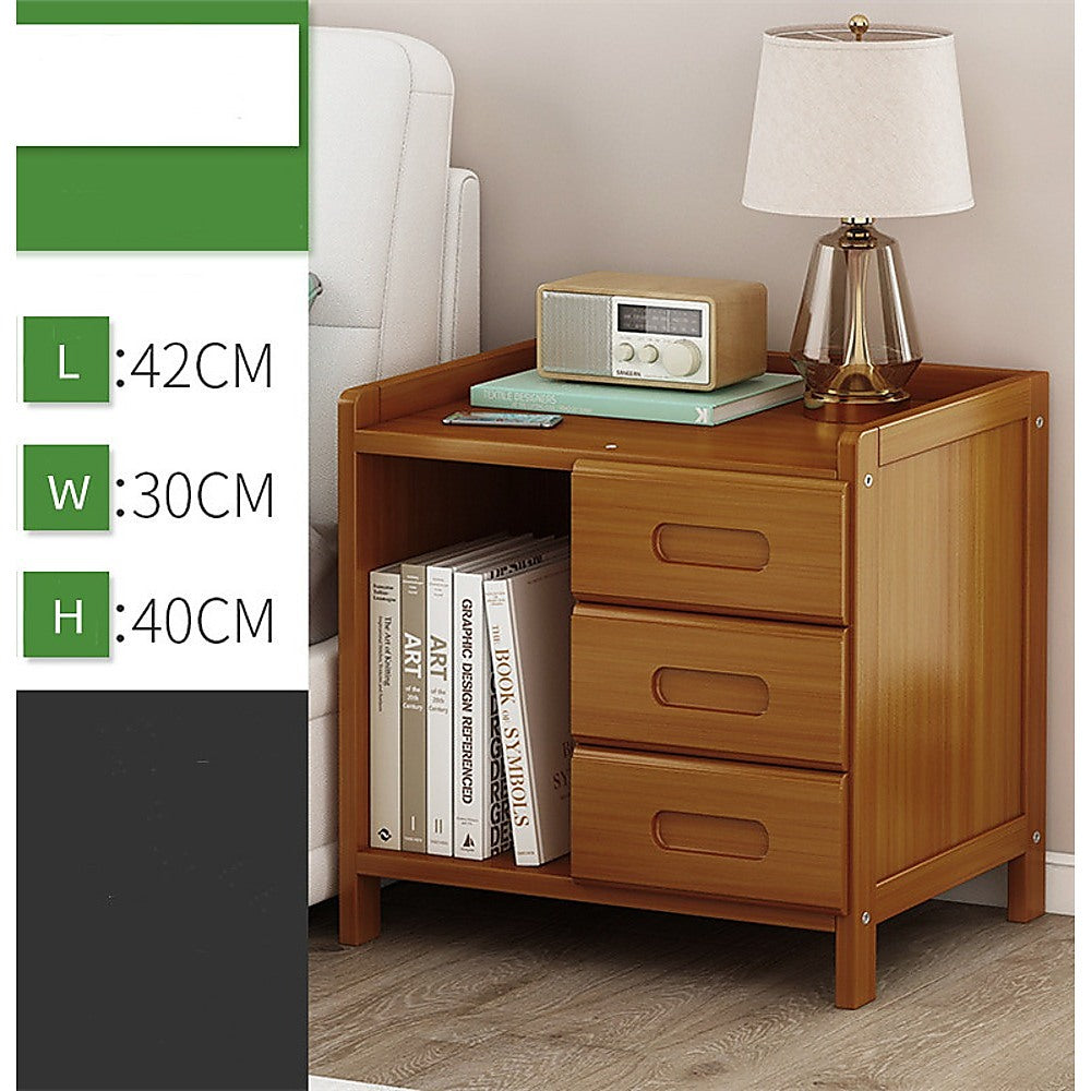 Tavira Bamboo Multi-Storage Bedside Table – Dark Wood – 40 cm