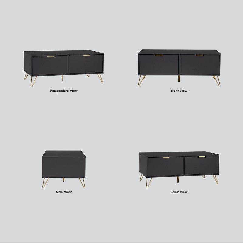 Volos Coffee Table – Black & Gold – 110cm