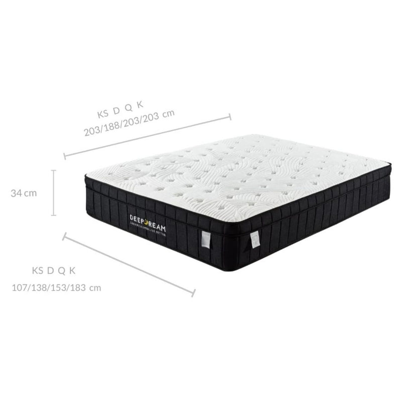 KING SINGLE Size - Super Firm Pocket Spring Mattress - Charcoal