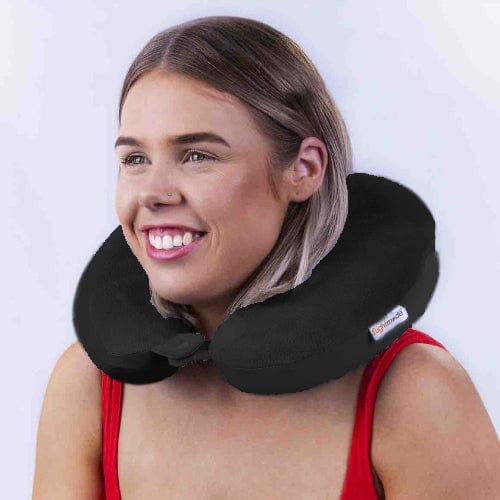 Deluxe Memory Foam Travel Pillow – Black – Standard