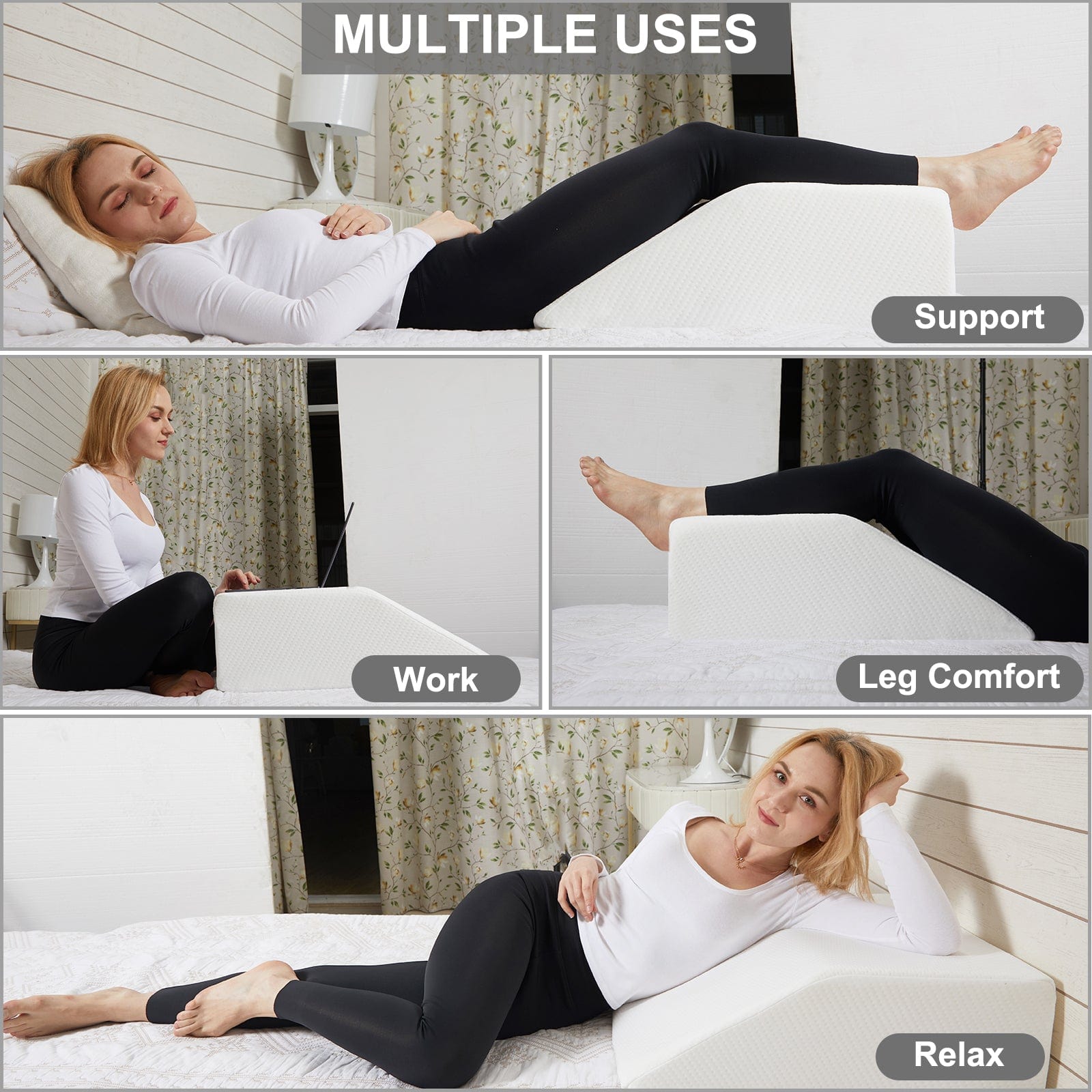 Alderon Memory Foam Leg Support Wedge Pillow – White – 22 cm