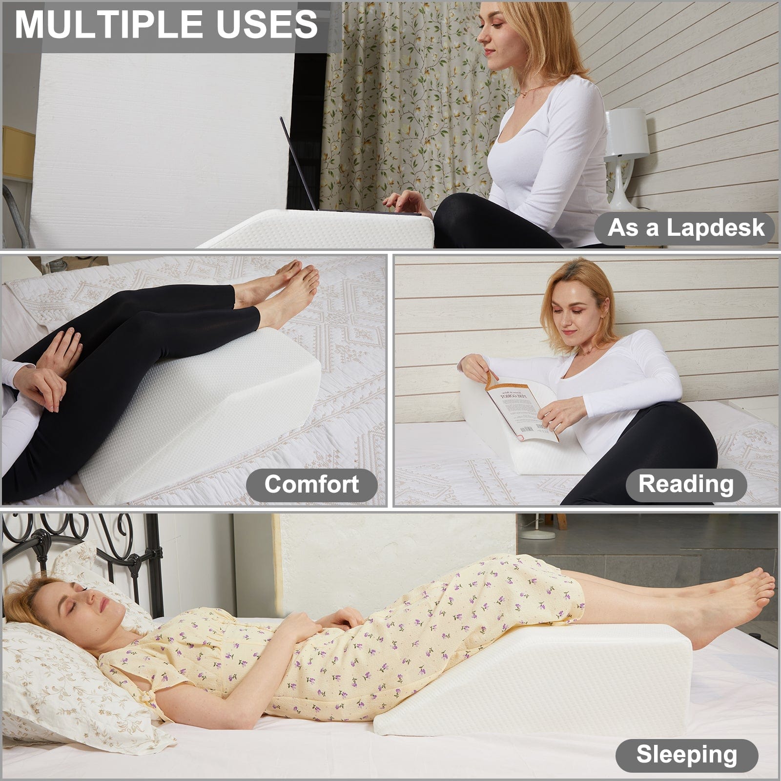 Alderon Memory Foam Leg Support Wedge Pillow – White – 22 cm