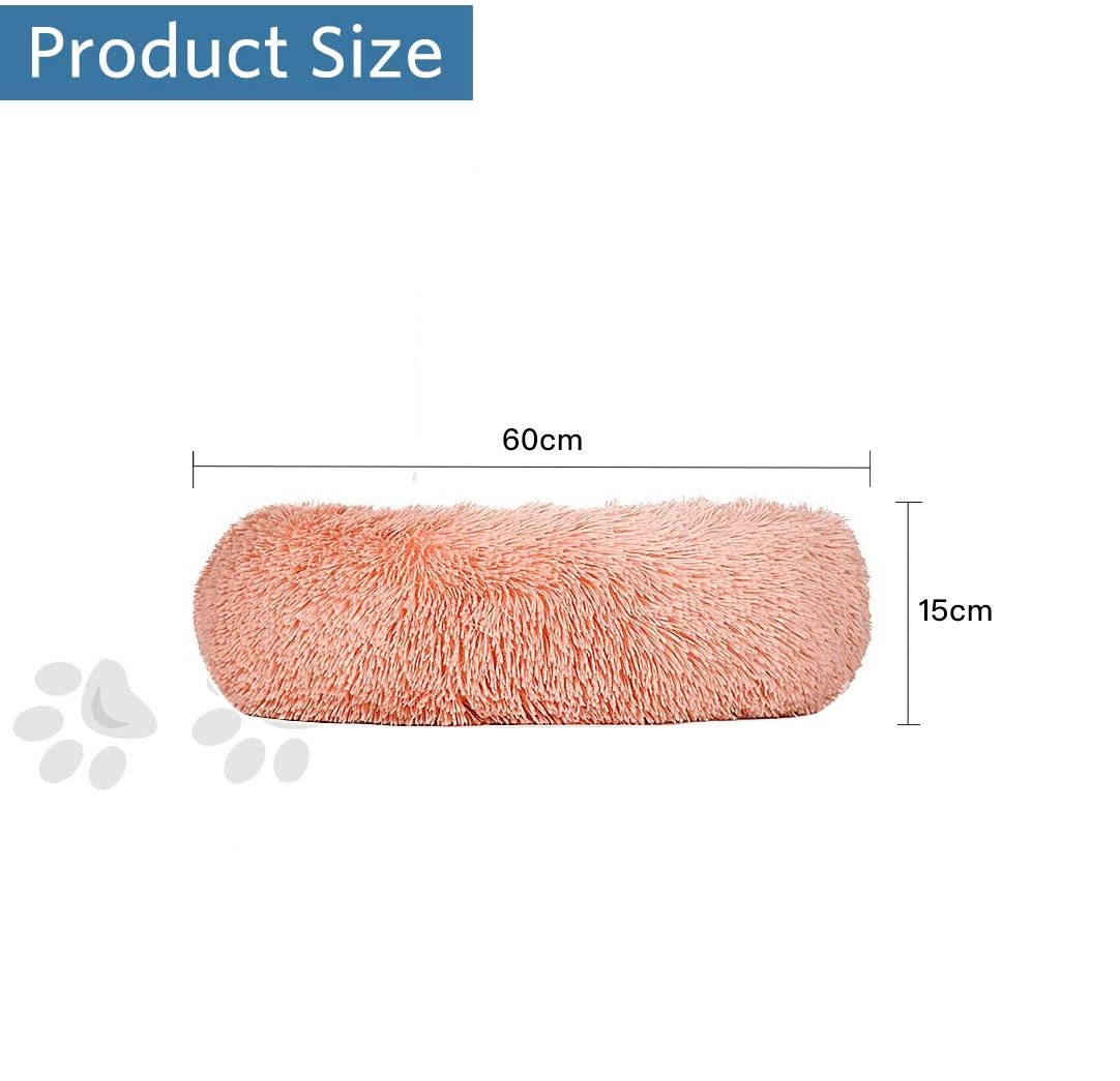Serena Donut Faux Fur Pet Bed – Pink – Medium