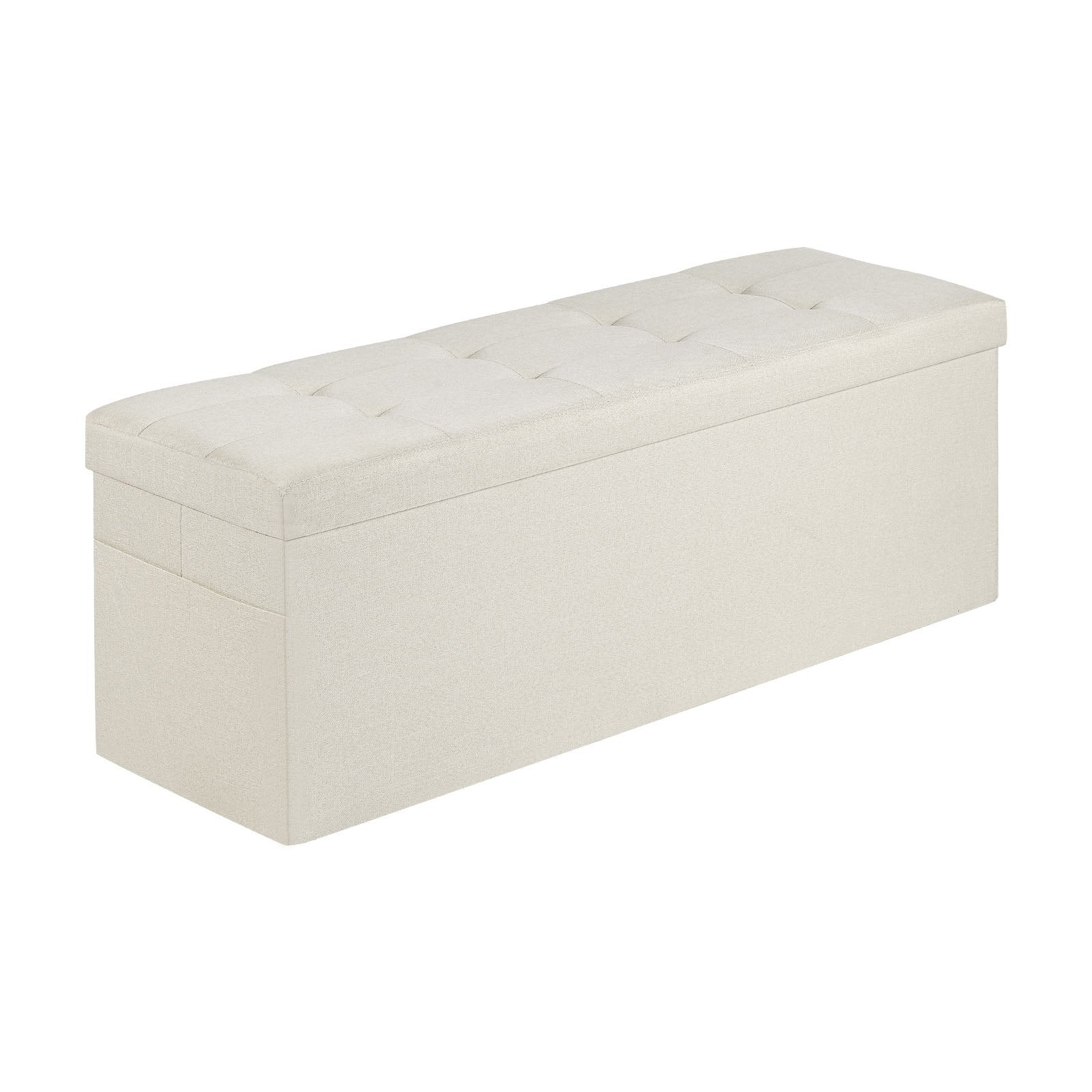 Harlow Foldable Storage Ottoman Bench – Beige