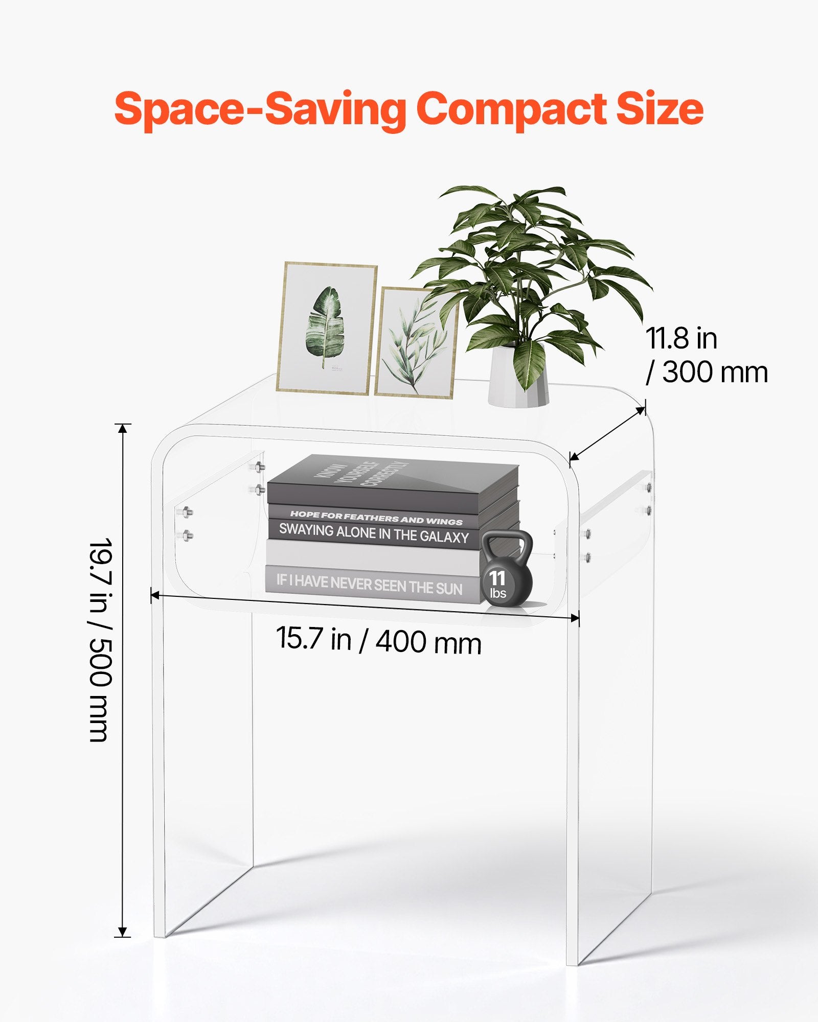 Luna Acrylic Side Table – 2 Tier Transparent Bedside Table