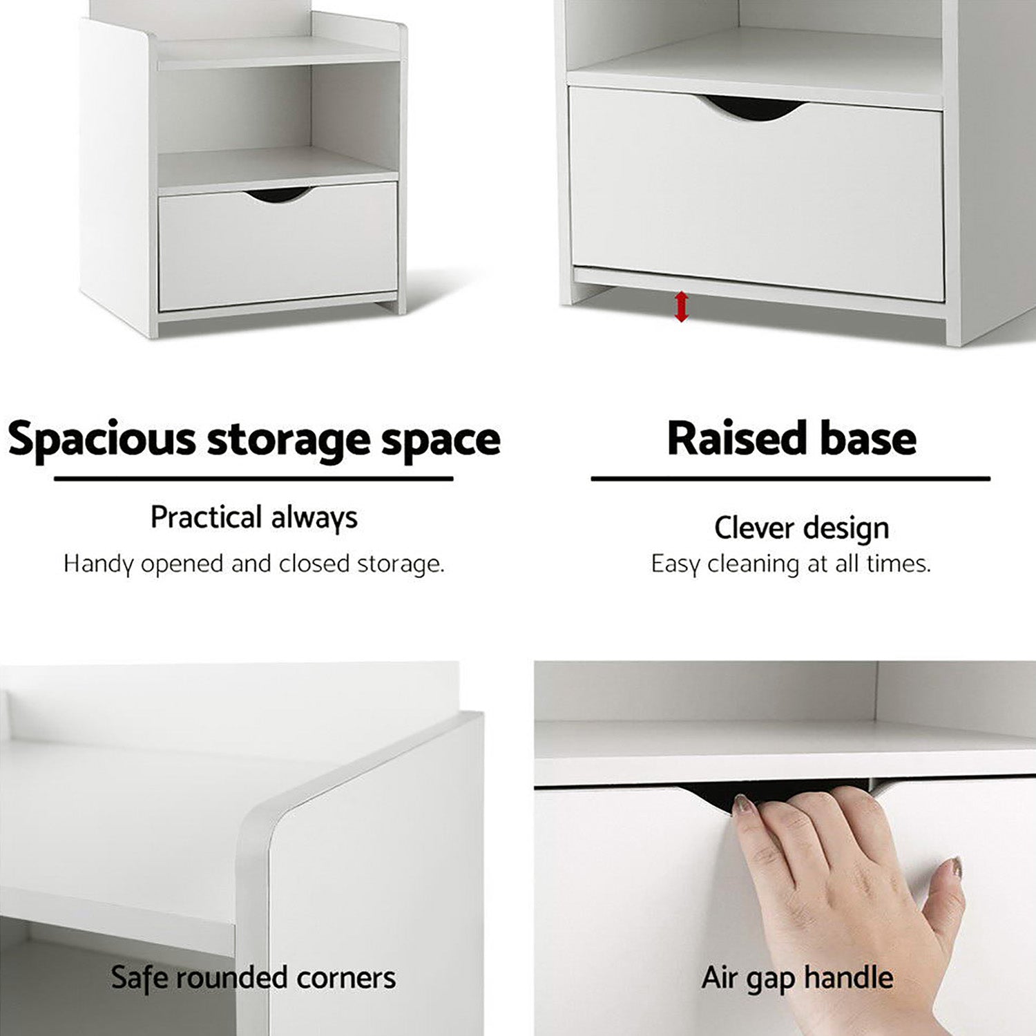 Haven Bed Frame & Bedside Table Set – White – King Single