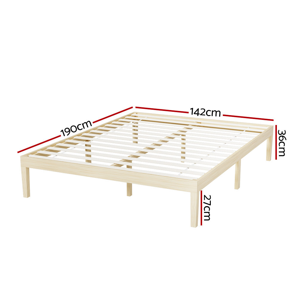 Bruno Wooden Timber Double Bed Frame – Pine – Double