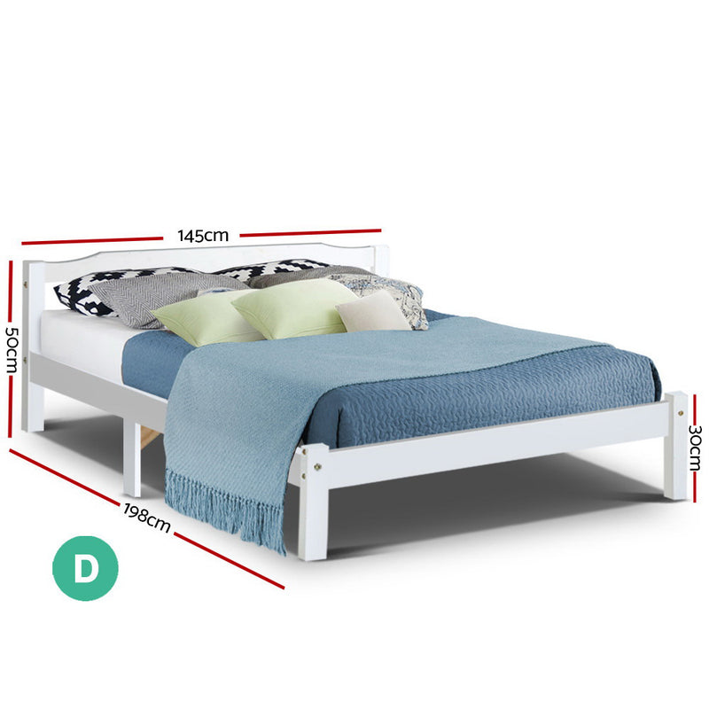 DOUBLE Size - Basic Wooden Bed Frame - White