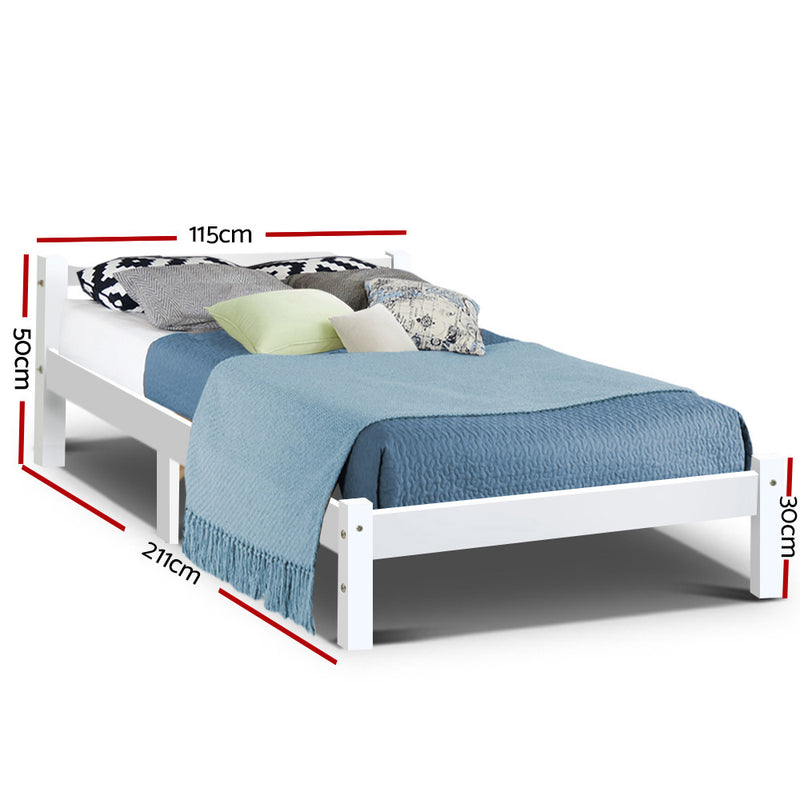 KING SINGLE Size - Basic Wooden Bed Frame - White