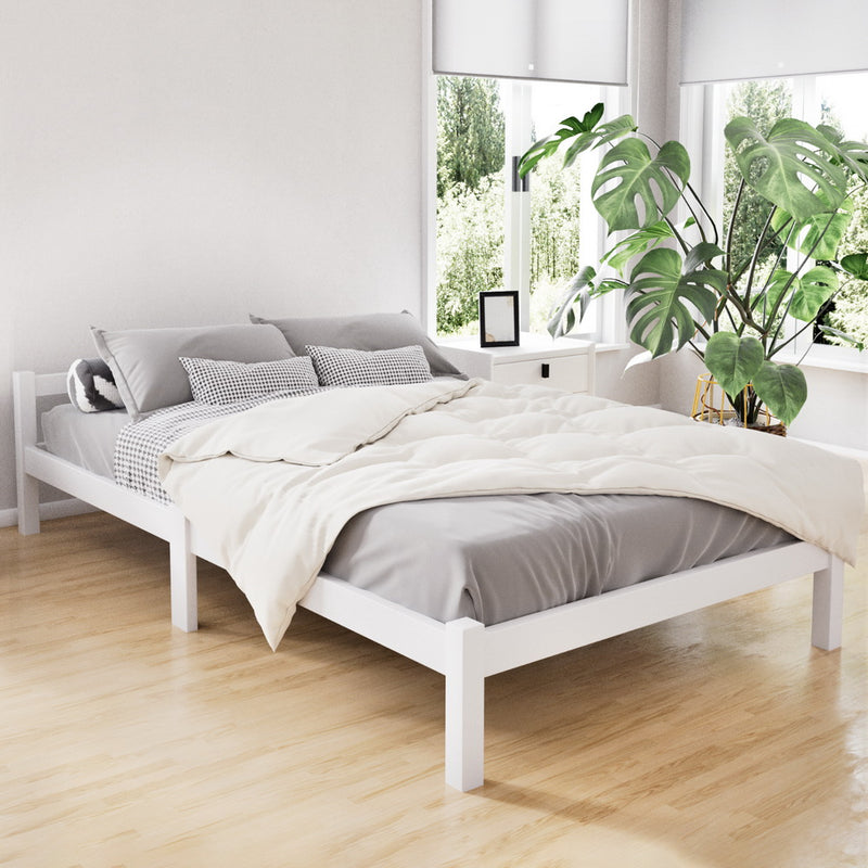 KING SINGLE Size - Basic Wooden Bed Frame - White