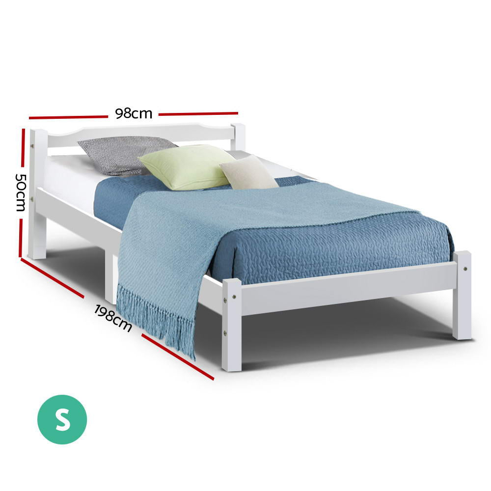 Callan Solid Wood Bed Frame – White – Single