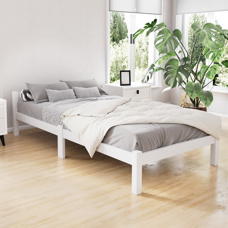 SINGLE Size - Solid Wood Bed Frame - White