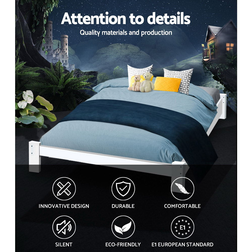 Mason Wooden Bed Base – White – Double