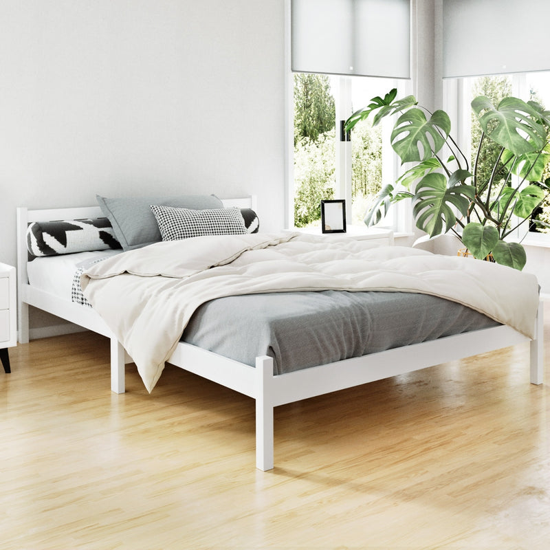 Artiss Bed Frame Double Size Wooden White SOFIE