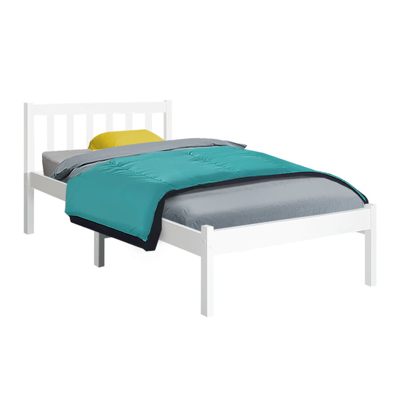 Artiss Bed Frame Single Size Wooden White SOFIE