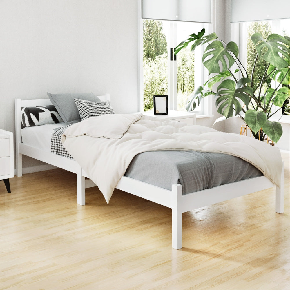 Briar Timber Bed Frame – White – Single