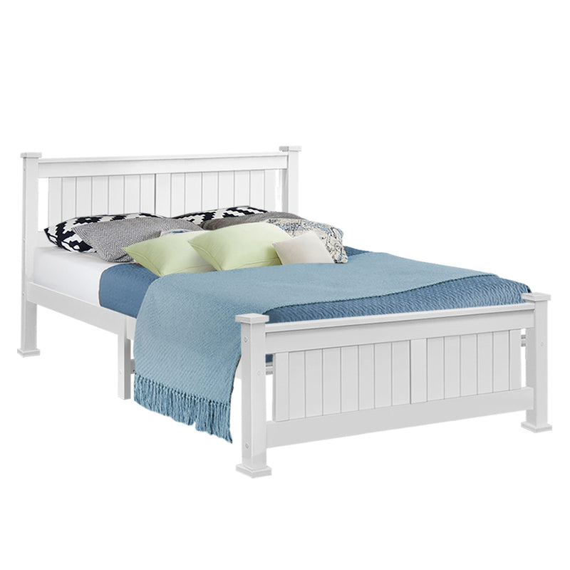 Artiss Bed Frame Queen Size Wooden White RIO