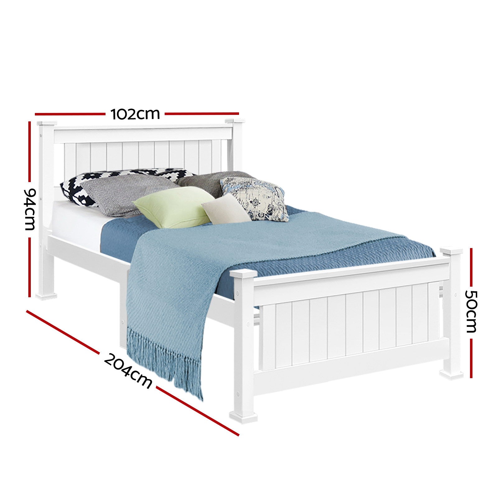 Rio Wooden Bed Frame – White – Single