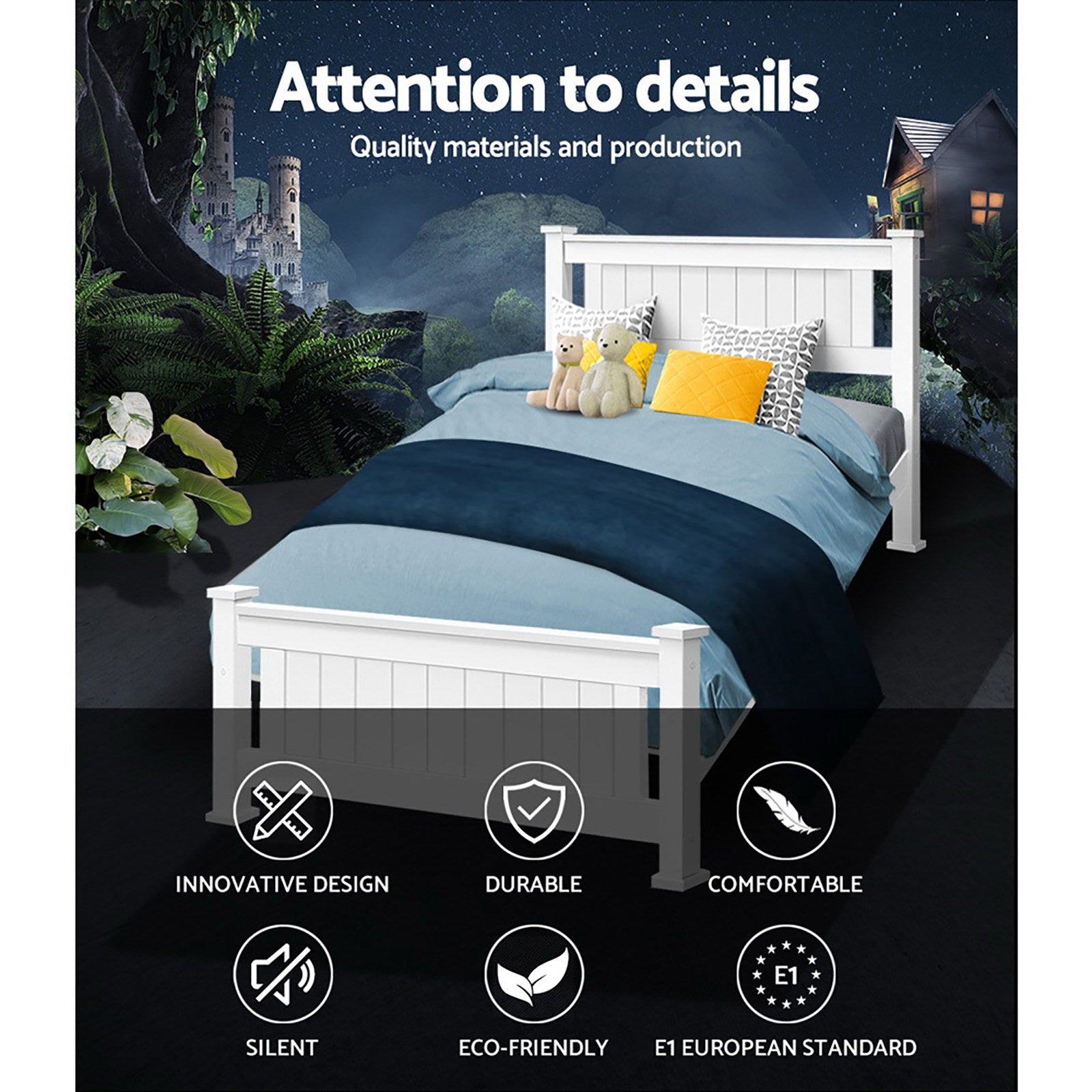 Rio Wooden Bed Frame – White – Single