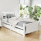 Artiss Bed Frame Single Size Wooden with 2 Drawers White RIO