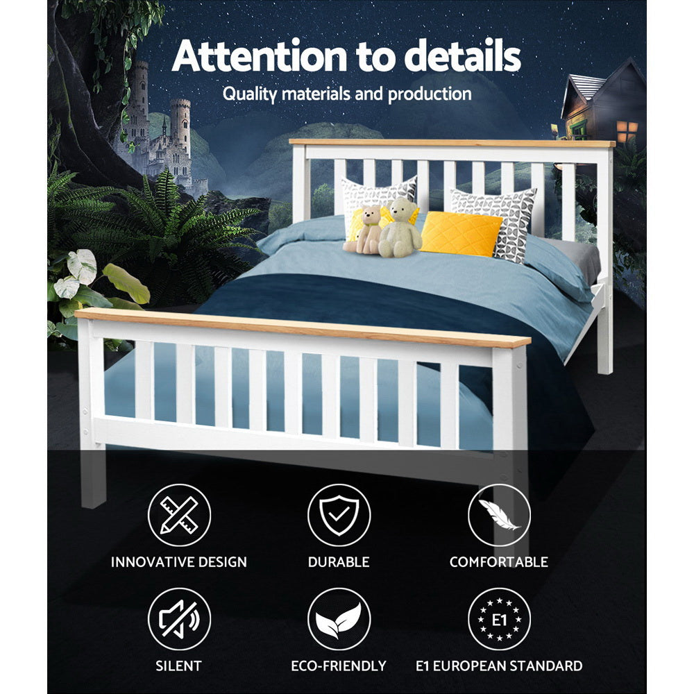 Alderon Two-Tone Timber Bed Frame – White – Double