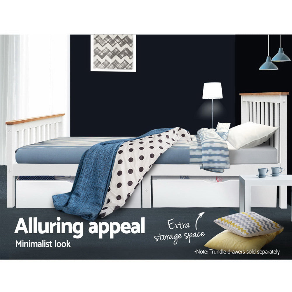 Alderon Two-Tone Timber Bed Frame – White – Double