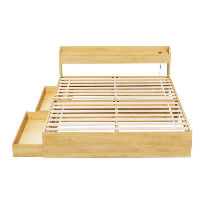QUEEN Size - Bed Frame with Charging Ports and 2 Drawers