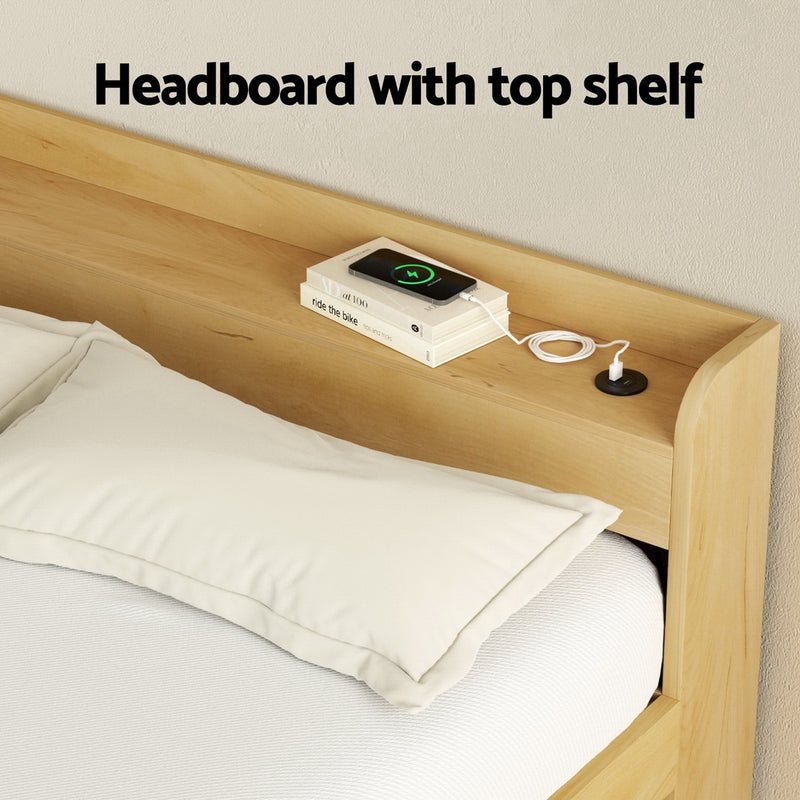 QUEEN Size - Bed Frame with Charging Ports and 2 Drawers