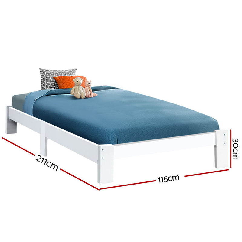 KING SINGLE Size - Classic Wooden Bed Frame - White