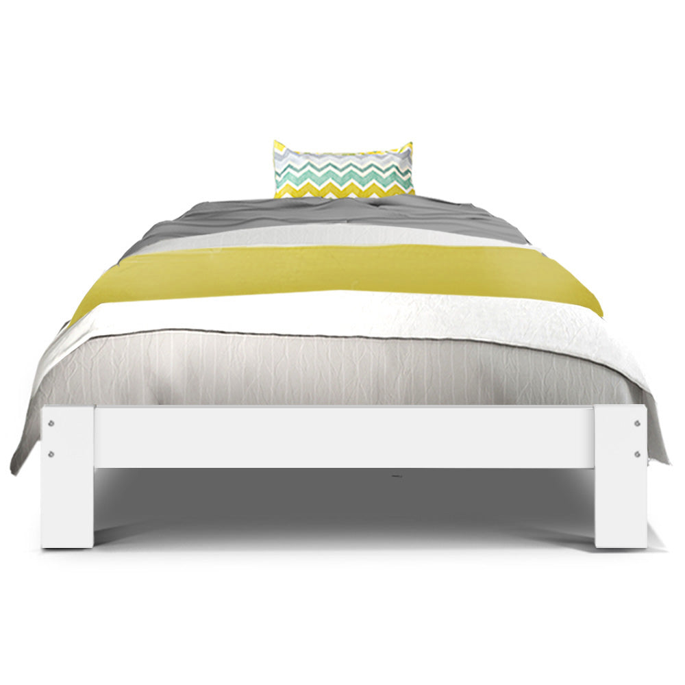 Fiora Solid Wood Bed Base – White – Single