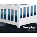 SINGLE Size - Wooden Kids House Bed Frame- White