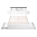 Linden Bed Frame with Storage, LED & Charging Station – White – Queen