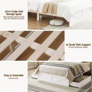 Linden Bed Frame with Storage, LED & Charging Station – White – Queen