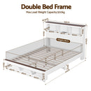 Nova Wooden Bed Frame with Storage, LED & Charging Station – White – Double
