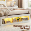 Nova Wooden Bed Frame with Storage, LED & Charging Station – White – Queen