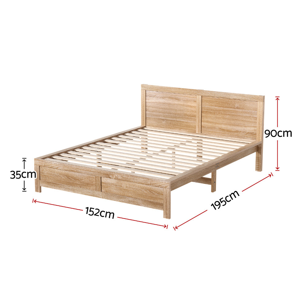 Kairen Wooden Bed Frame – Oatmeal – Double
