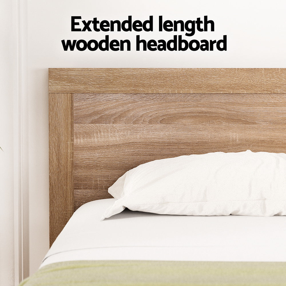 Oatmeal Wooden Bed Frame – Brown – Queen