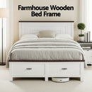 Rowan Wooden Bed Frame with Storage Drawers – White – Queen
