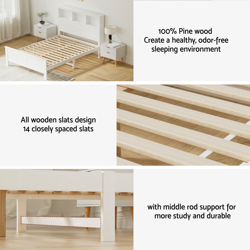 Alder Wooden Bed Head – White – Kids